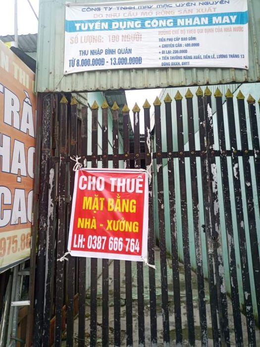 Cho thuê MB thích hợp làm kho xưởng..lối vào có cổng phía trước..trên mặt đường Nguyễn Thị Minh Khai, Tân Đông Hiệp, Dĩ An, Bình Dương